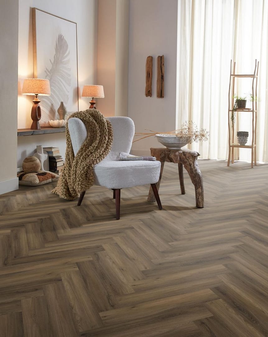 Spigato Herringbone SPC 7mm Warm Brown - imagine 3