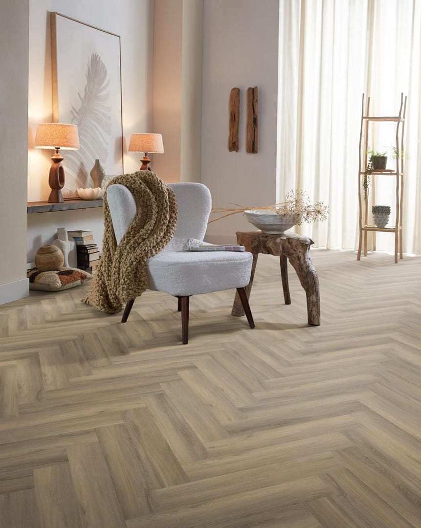 Spigato Herringbone SPC 7mm Light Brown - imagine 3
