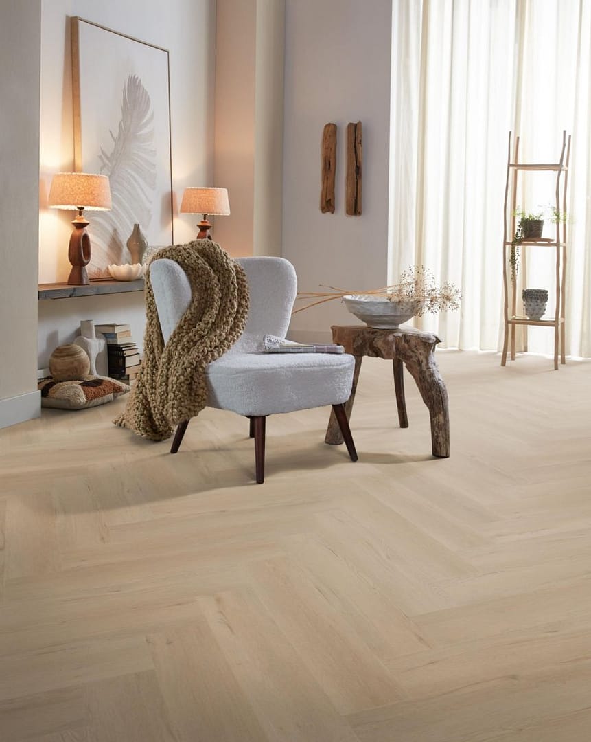 Spigato Vivero Herringbone 7mm SPC Beige - imagine 3